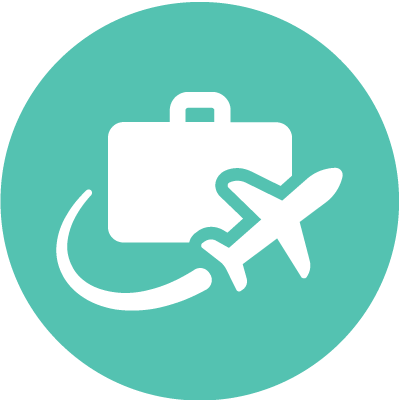 suitcase and airplane icon